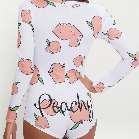 PLT White PEACHY Printed PJ Romper - Picture 2 of 5